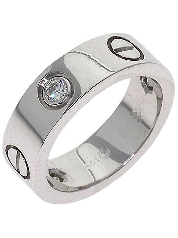 Cartier Cartier Love Ring Half Diamond #49 Ring, 18K White Gold, Women's, CARTIER (view 2)