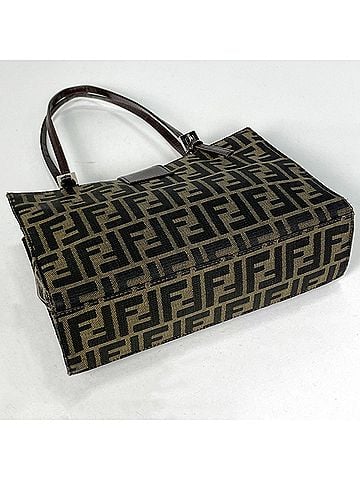 Fendi Fendi Zucca pattern tote bag, canvas, brown, women's. (view 2)