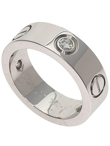 Cartier Cartier Love Ring Half Diamond #47 Ring, 18K White Gold, Women's, CARTIER (view 1)