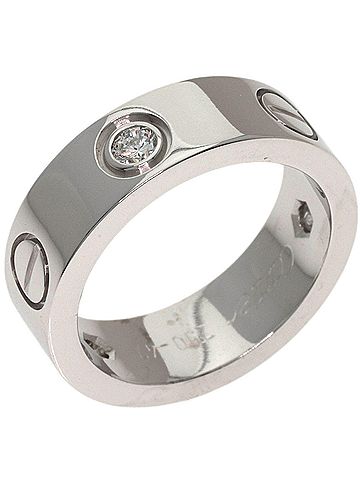 Cartier Cartier Love Ring Half Diamond #47 Ring, 18K White Gold, Women's, CARTIER (view 2)
