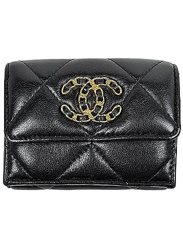 Chanel Chanel Coco Mark Bi-fold Wallet, 19 Small Flap Leather, Black, AP1789, Women's (view 1)