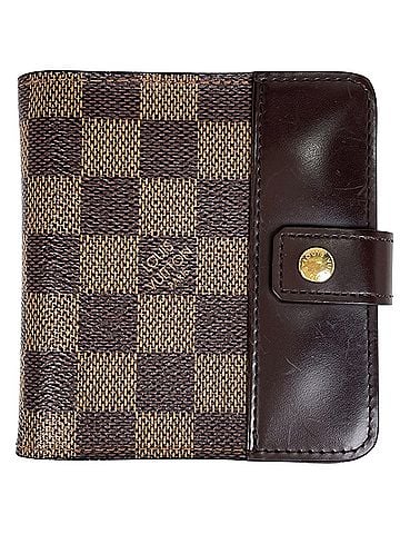 Louis Vuitton Louis Vuitton Compact Zip Bi-fold Wallet, Damier Brown, N61668, Women's (view 1)