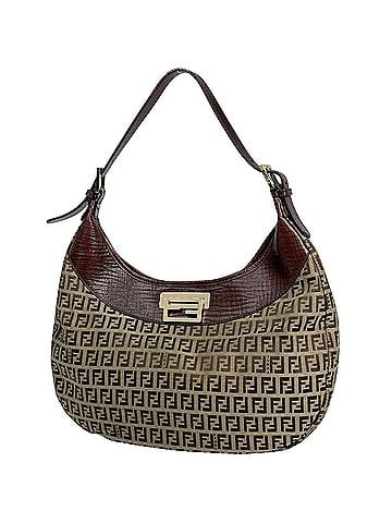 Fendi Fendi Zucchino Pattern Shoulder Bag, Canvas, Brown, 8BR552, Women's (view 1)