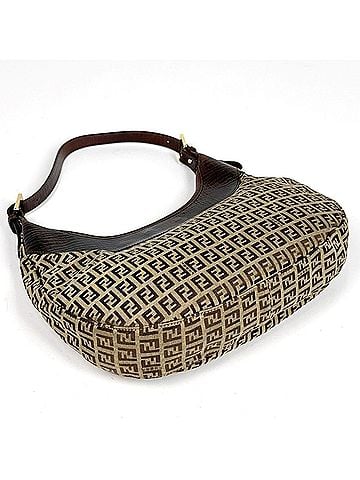 Fendi Fendi Zucchino Pattern Shoulder Bag, Canvas, Brown, 8BR552, Women's (view 2)