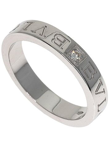 Bvlgari Bulgari Double Logo Diamond Ring, 18K White Gold, Women's BVLGARI (view 1)