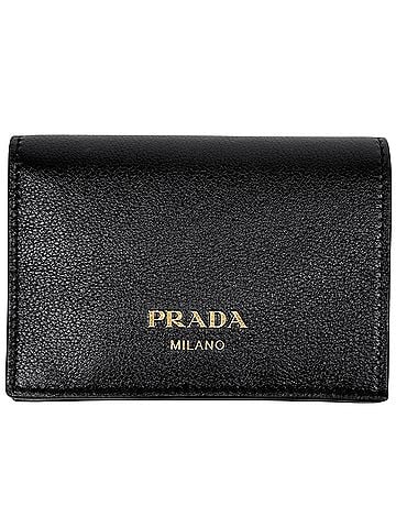 Prada Prada PRADA Logo Bi-fold Wallet, Billfold, Coin Purse, Leather, Nero (Black) 1MV021, Women's (view 1)