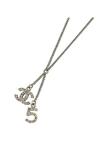 Chanel Chanel Coco Mark Rhinestone Necklace No. 5 GP Gold Women's (view 1)
