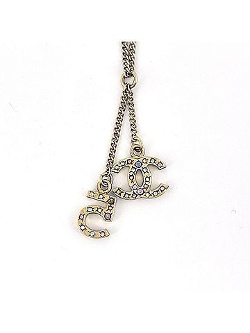 Chanel Chanel Coco Mark Rhinestone Necklace No. 5 GP Gold Women's (view 2)