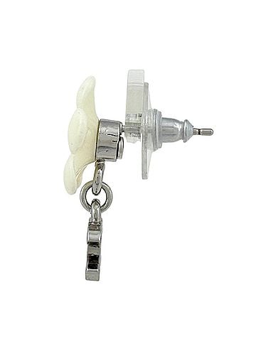 Chanel Chanel Coco Mark Earrings, Flower Swing, Silver Plated Plastic, White Silver, Women's (view 2)