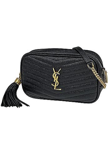 Yves Saint Laurent Yves Saint Laurent Lou Mini Bag, Fringe Leather, Black, 612579, Women's (view 1)