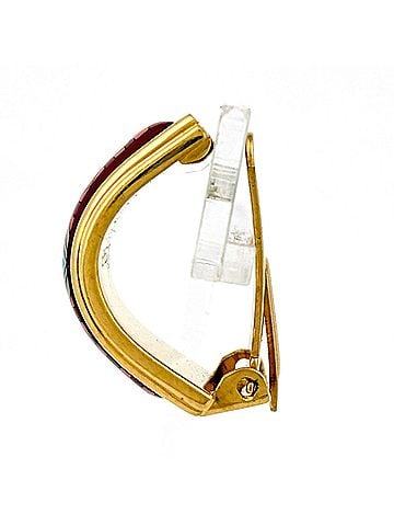 Hermès Hermes enamel earrings, cloisonné enamel, GP (gold plated), red and gold, for women. (view 2)