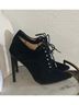 L.A.M.B. 100% Suede Solid Black Heels Size 8 1/2 - photo 3