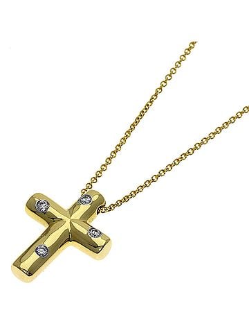 Tiffany & Co. Tiffany &amp; Co. Dots Cross Diamond Necklace, 18K Yellow Gold, Women's. (view 1)