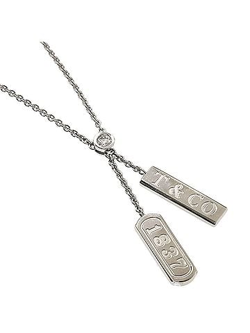 Tiffany & Co. Tiffany &amp; Co. 1837 Double Bar 1P Diamond Necklace, 18K White Gold, Women's. (view 1)