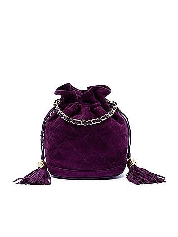 Chanel CC Quilted Suede Drawstring Tassel Bucket Bag (view 1)