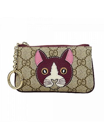 Gucci Gucci GG Supreme Cat Detail Wallet/Coin Case 818768 Brown Bordeaux Women's (view 1)