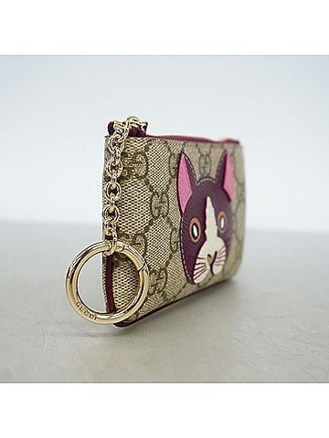 Gucci Gucci GG Supreme Cat Detail Wallet/Coin Case 818768 Brown Bordeaux Women's (view 2)