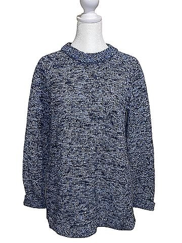 Akris Punto Blue Space Dye Knit Sweater Side Zip Pullover Sweater (view 1)