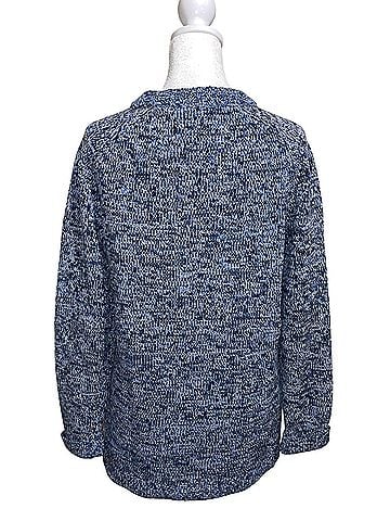 Akris Punto Blue Space Dye Knit Sweater Side Zip Pullover Sweater (view 2)