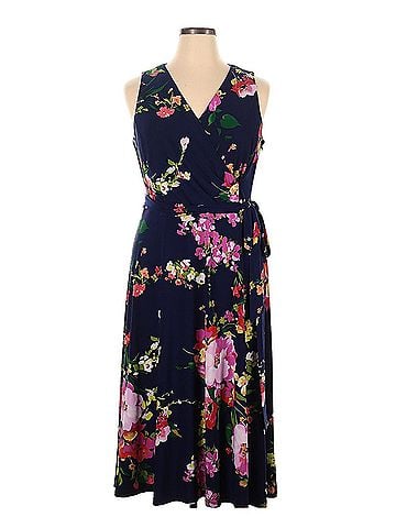 Lauren by Ralph Lauren Floral-Print Sleeveless Matte Jersey Faux-Wrap Casual Dress (view 1)