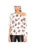 A.L.C. 100% Silk Floral White Red Long Sleeve T-Shirt Size 4 - photo 1