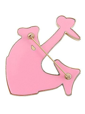 Louis Vuitton Louis Vuitton anchor motif brooch, plastic with gold plating, pink, approximately 25g, women's. (view 2)