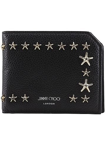 Jimmy Choo Jimmy Choo Star Stud Bi-fold Wallet, Leather, Black, Men's (view 1)
