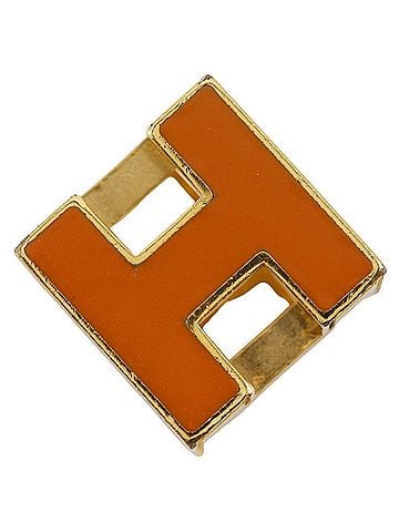 Hermès Hermes H-Cube Pendant Top, Cage d'H, Gold Plated, Orange, Approx. 6.0g, Women's. (view 1)