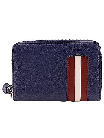 Bally Bally Compact Wallet, Coin Purse, Round Zipper, Leather, Blue, Men's (view 1)