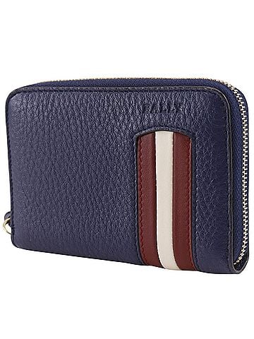 Bally Bally Compact Wallet, Coin Purse, Round Zipper, Leather, Blue, Men's (view 2)