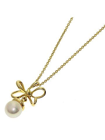 Tiffany & Co. Tiffany &amp; Co. Wire Flower Pearl Necklace, 18K Yellow Gold, Women's. (view 1)