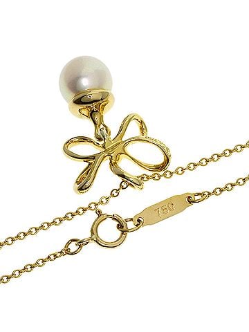 Tiffany & Co. Tiffany &amp; Co. Wire Flower Pearl Necklace, 18K Yellow Gold, Women's. (view 2)