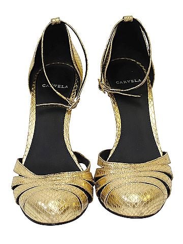 Carvela Carvela by Kurt Geiger Gold Python Pumps in Gold Leather (view 1)