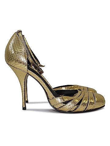 Carvela Carvela by Kurt Geiger Gold Python Pumps in Gold Leather (view 2)