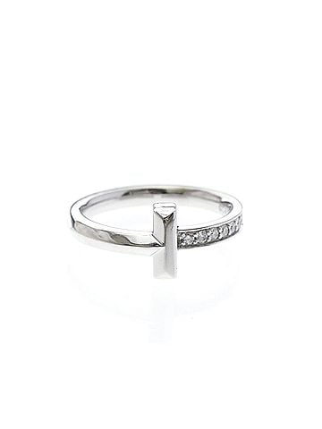 Tiffany & Co. Tiffany T One Narrow Ring Diamond White Gold (18K) Fashion Diamond Band Ring Silver (view 1)