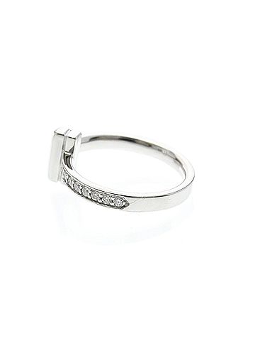 Tiffany & Co. Tiffany T One Narrow Ring Diamond White Gold (18K) Fashion Diamond Band Ring Silver (view 2)