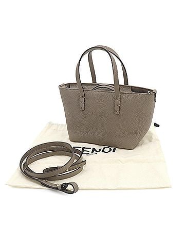 Fendi Fendi Roll Mini 2-way Hand/Shoulder Handbag, Leather, Beige, 8BS096, Gold Hardware (view 2)