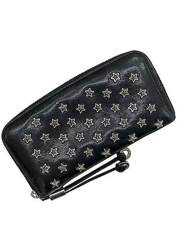 Jimmy Choo Jimmy Choo Round Long Wallet, Black, Philippa AUS 0C3421, Leather, Studded, 2MRD9J, JIMMY CHOO Star (view 1)
