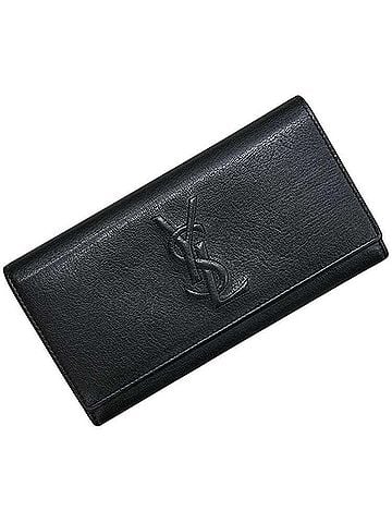 Yves Saint Laurent Yves Saint Laurent bi-fold long wallet, black, Rive Gauche 352905, leather, YVES SAINT LAURENT YSL, stitched flap. (view 2)