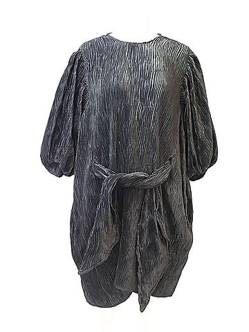 Ganni Ganni Pleated Dress with Belt in Black Viscose (view 1)