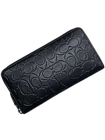 Coach Coach Round Long Wallet, Black, Signature Pattern, CE551, Men's Leather COACH, Monotone (view 2)