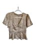 Intermix 100% Silk Solid Tan Short Sleeve Blouse Size 2 - photo 1