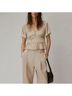 Intermix 100% Silk Solid Tan Short Sleeve Blouse Size 2 - photo 7