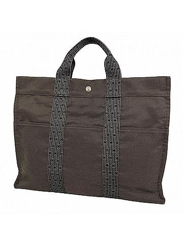 Hermès Hermes Herline MM Canvas Tote Bag, Gray, Women's (view 1)