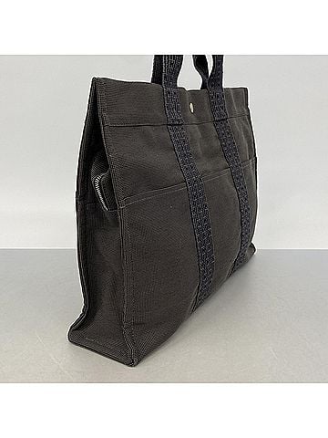 Hermès Hermes Herline MM Canvas Tote Bag, Gray, Women's (view 2)