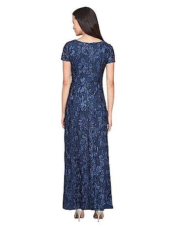 Alex Evenings Evelyn Rosette Lace Long Gown Cocktail Dress (view 2)