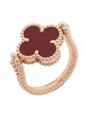 Van Cleef & Arpels Van Cleef &amp; Arpels Alhambra Reversible Guilloché Ring, 1PD, 18K Pink Gold, Diamond, Carnelian Red, Ladies' (view 1)