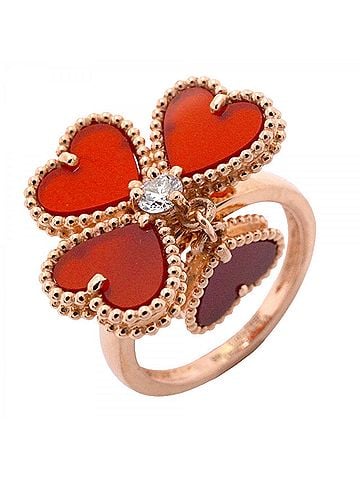Van Cleef & Arpels Van Cleef &amp; Arpels Sweetheart Ring, 1PD (18K Pink Gold), Diamond, Carnelian Red, Women's (view 1)