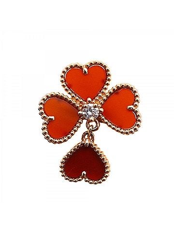 Van Cleef & Arpels Van Cleef &amp; Arpels Sweetheart Ring, 1PD (18K Pink Gold), Diamond, Carnelian Red, Women's (view 2)