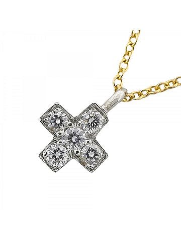 Tiffany & Co. Tiffany &amp; Co. Crucy Form Necklace, 5PD (5 Diamonds), 18K Yellow Gold (Pt950) Platinum, Ladies' Necklace (view 1)